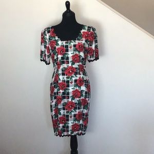 Rose white floral print dress